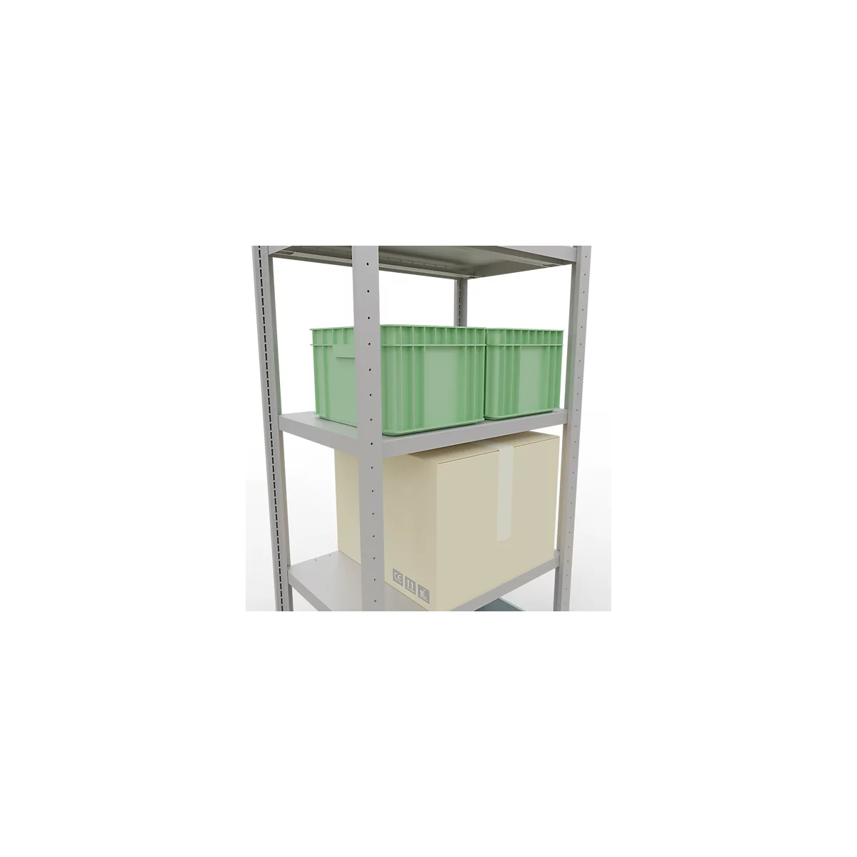 Schulte Lagertechnik Système de rayonnages à tablettes emboîtables MULTIplus 250, rayonnage de base, verrou de longueur, 2000x750x500 mm, 5 tablettes, gris clair