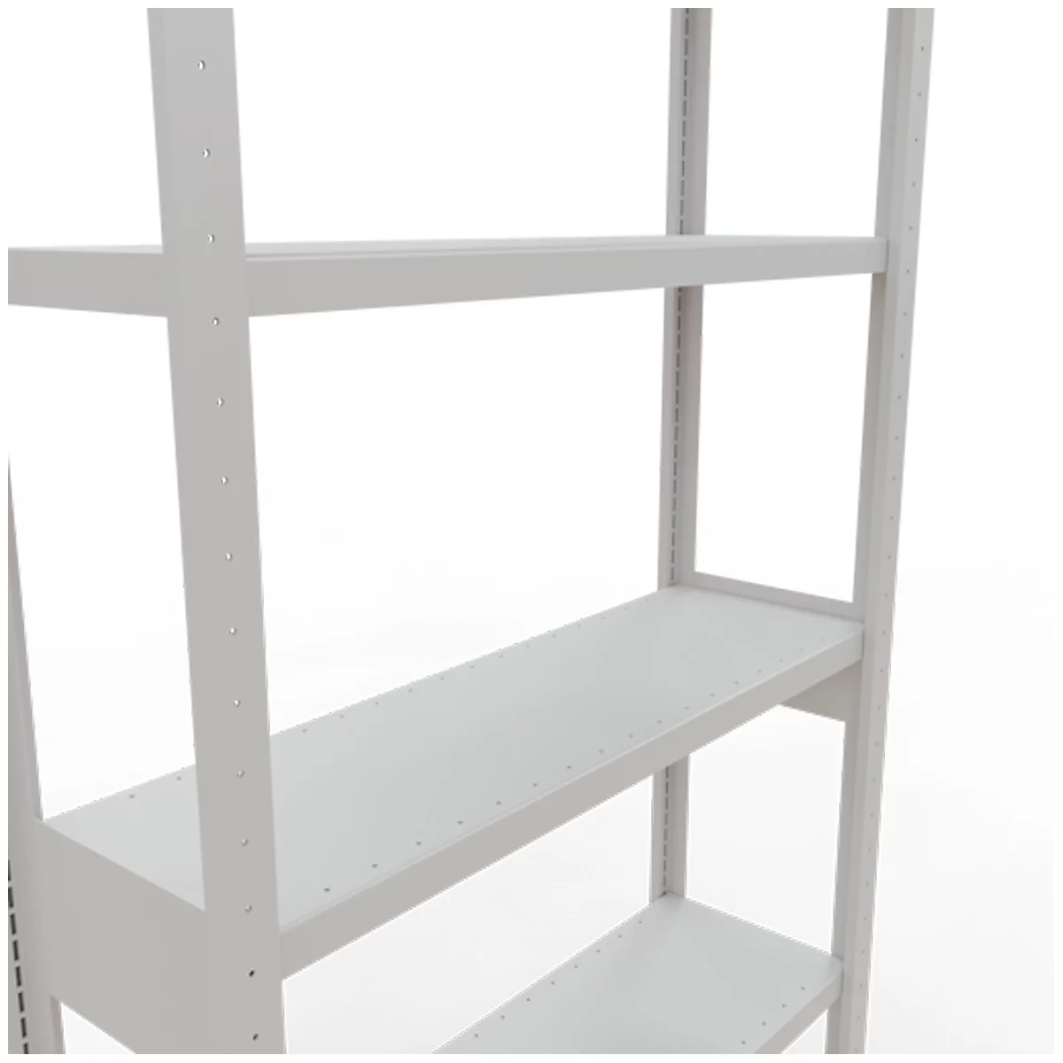 Schulte Lagertechnik Système de rayonnages à tablettes emboîtables MULTIplus 250, rayonnage de base, verrou de longueur, 2500x1000x300 mm, 6 tablettes, gris clair