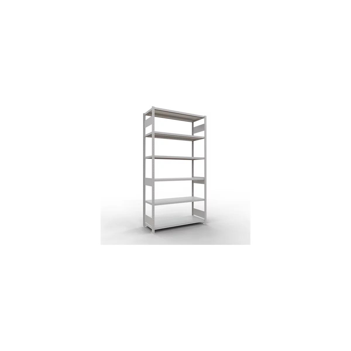 Schulte Lagertechnik Système de rayonnages à tablettes emboîtables MULTIplus 250, rayonnage de base, verrou de longueur, 2500x1300x500 mm, 6 tablettes, gris clair