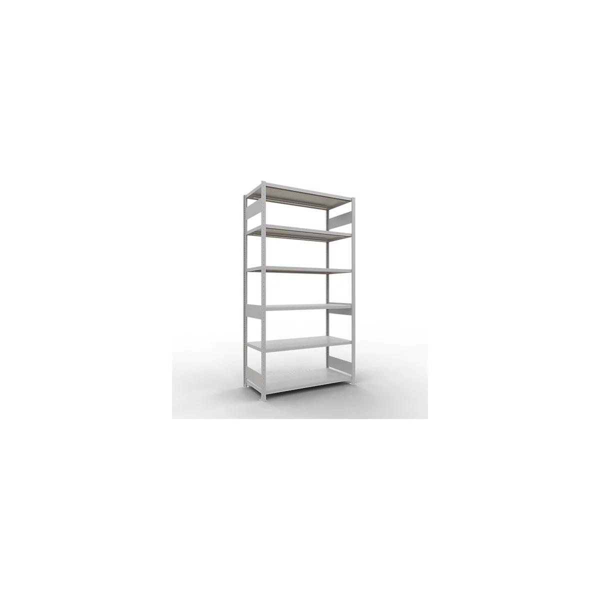 Schulte Lagertechnik Système de rayonnages à tablettes emboîtables MULTIplus 250, rayonnage de base, verrou de longueur, 2500x1300x600 mm, 6 tablettes, gris clair