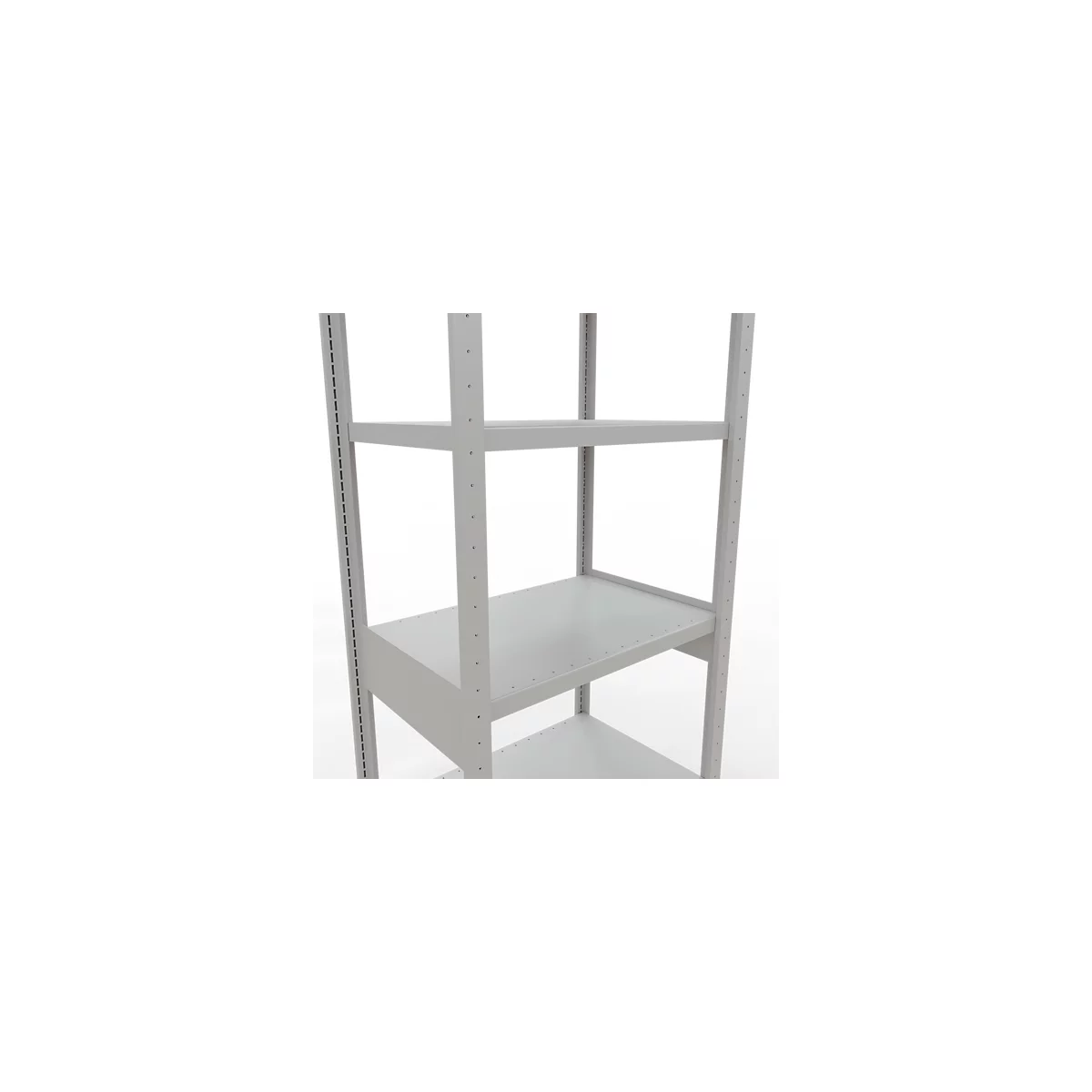 Schulte Lagertechnik Système de rayonnages à tablettes emboîtables MULTIplus 250, rayonnage de base, verrou de longueur, 2500x750x500 mm, 6 tablettes, gris clair