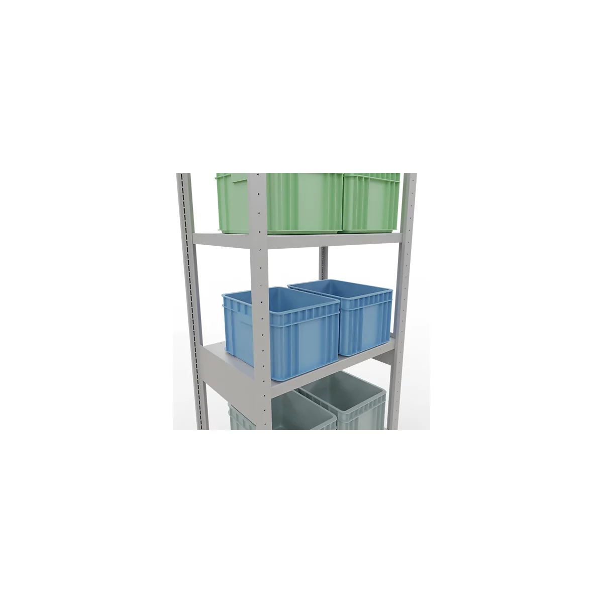 Schulte Lagertechnik Système de rayonnages à tablettes emboîtables MULTIplus 250, rayonnage de base, verrou de longueur, 2500x750x500 mm, 6 tablettes, gris clair