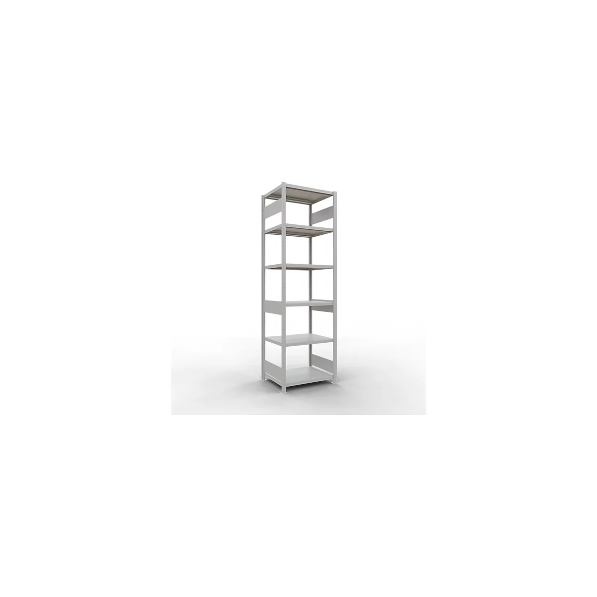 Schulte Lagertechnik Système de rayonnages à tablettes emboîtables MULTIplus 250, rayonnage de base, verrou de longueur, 2500x750x600 mm, 6 tablettes, gris clair