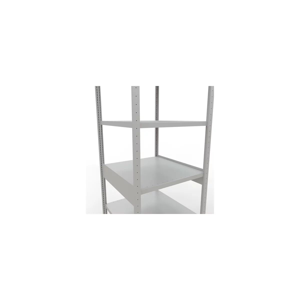 Schulte Lagertechnik Système de rayonnages à tablettes emboîtables MULTIplus 250, rayonnage de base, verrou de longueur, 2500x750x800 mm, 6 tablettes, gris clair