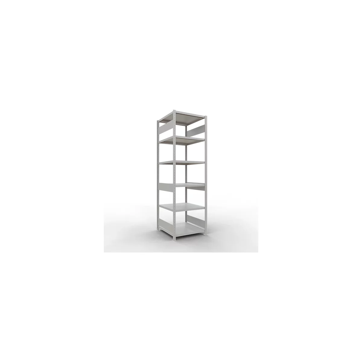 Schulte Lagertechnik Système de rayonnages à tablettes emboîtables MULTIplus 250, rayonnage de base, verrou de longueur, 2500x750x800 mm, 6 tablettes, gris clair