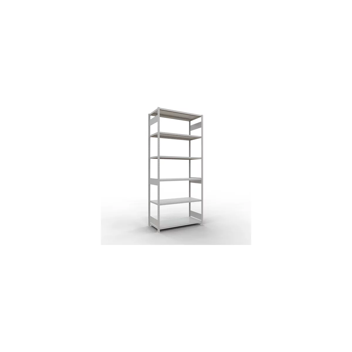 Schulte Lagertechnik Système de rayonnages à tablettes emboîtables MULTIplus 250, rayonnage de base, verrou de longueur, 3000x1300x600 mm, 7 tablettes, gris clair