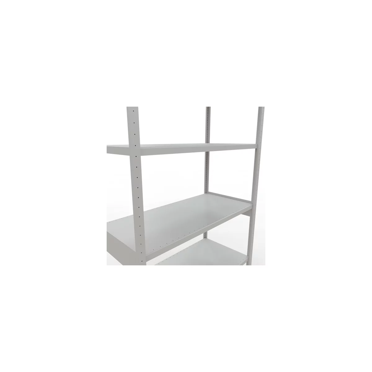 Schulte Lagertechnik Système de rayonnages à tablettes emboîtables MULTIplus 250, rayonnage de base, verrou de longueur, 3000x1300x600 mm, 7 tablettes, gris clair