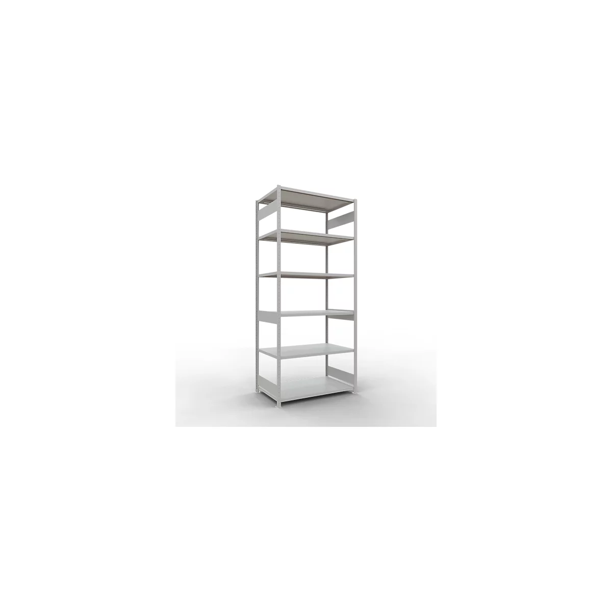 Schulte Lagertechnik Système de rayonnages à tablettes emboîtables MULTIplus 250, rayonnage de base, verrou de longueur, 3000x1300x800 mm, 7 tablettes, gris clair