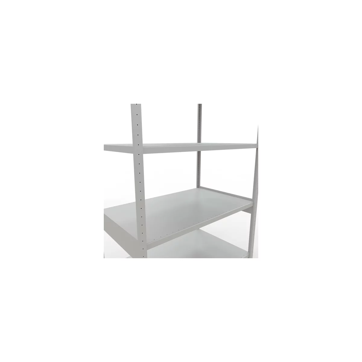 Schulte Lagertechnik Système de rayonnages à tablettes emboîtables MULTIplus 250, rayonnage de base, verrou de longueur, 3000x1300x800 mm, 7 tablettes, gris clair