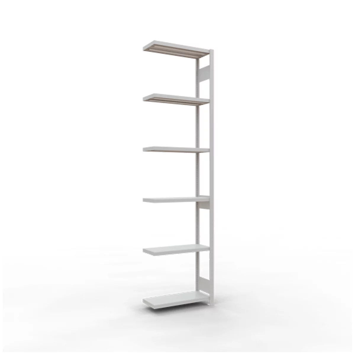 Schulte Lagertechnik Système de rayonnages à tablettes emboîtables MULTIplus 250, rayonnage de base, verrou de longueur, 3000x750x300 mm, 7 tablettes, gris clair