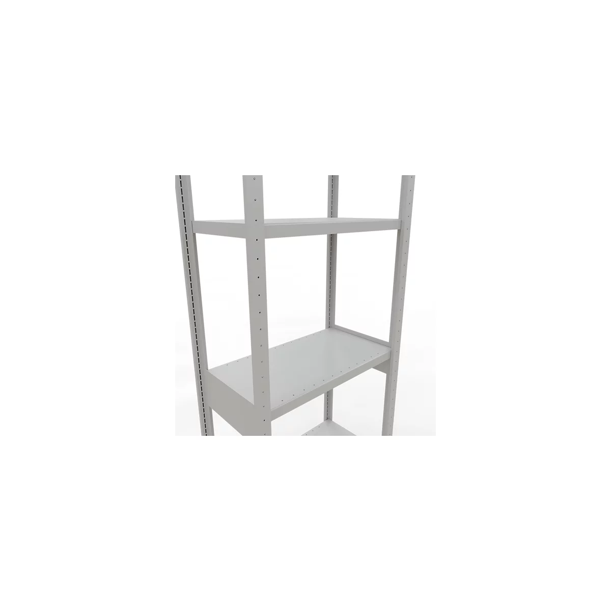 Schulte Lagertechnik Système de rayonnages à tablettes emboîtables MULTIplus 250, rayonnage de base, verrou de longueur, 3000x750x400 mm, 7 tablettes, gris clair
