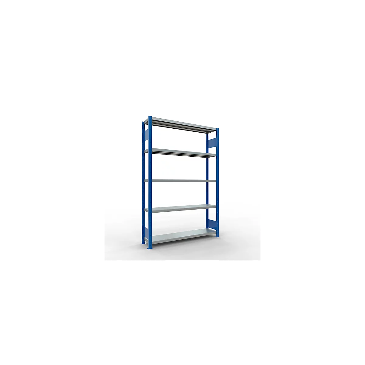 Schulte MULTIplus250 Steckregal, Grundregal, 5 Fachböden, bis 250 kg je Fachboden, werkzeuglos montierbar, B 1300 x T 300 x H 2000, enzianblau/verzinkt