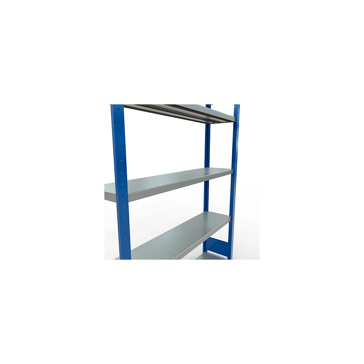 Schulte MULTIplus250 Steckregal, Grundregal, 5 Fachböden, bis 250 kg je Fachboden, werkzeuglos montierbar, B 1300 x T 300 x H 2000, enzianblau/verzinkt