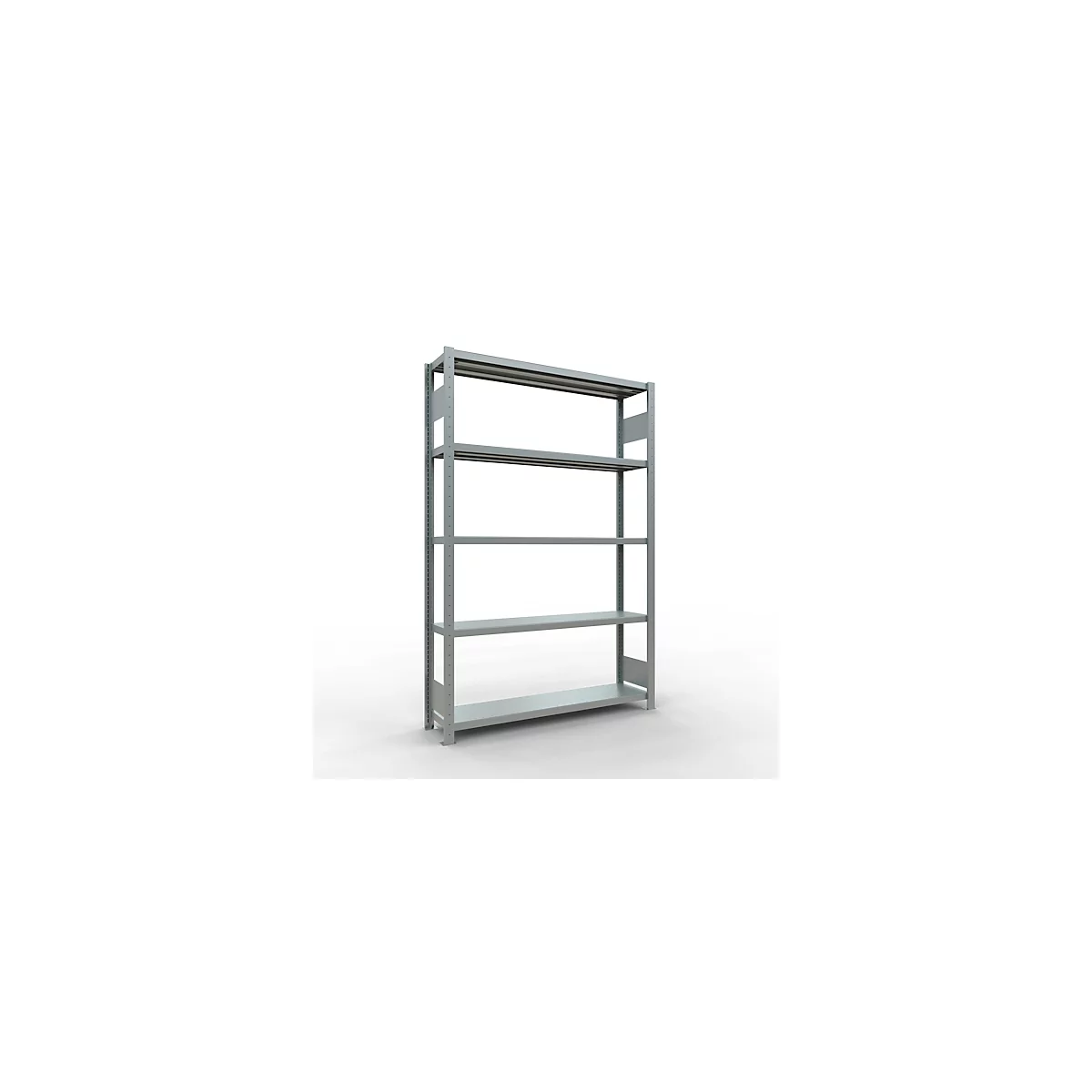 Schulte MULTIplus250 Steckregal, Grundregal, 5 Fachböden, bis 250 kg je Fachboden, werkzeuglos montierbar, B 1300 x T 300 x H 2000, silbergrau