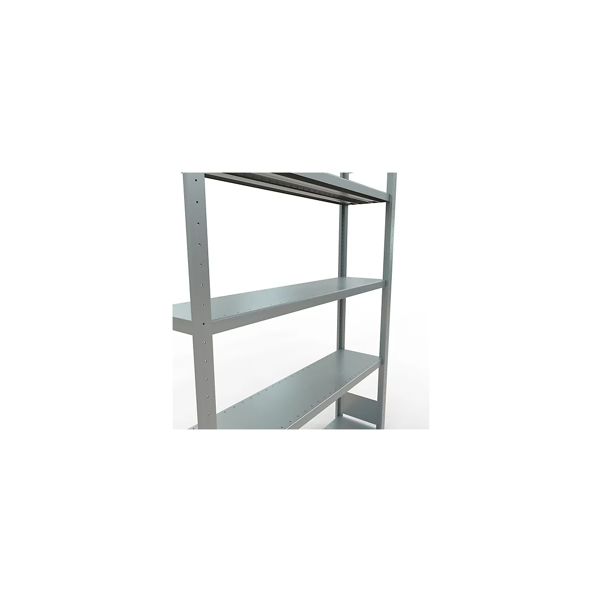 Schulte MULTIplus250 Steckregal, Grundregal, 5 Fachböden, bis 250 kg je Fachboden, werkzeuglos montierbar, B 1300 x T 300 x H 2000, silbergrau