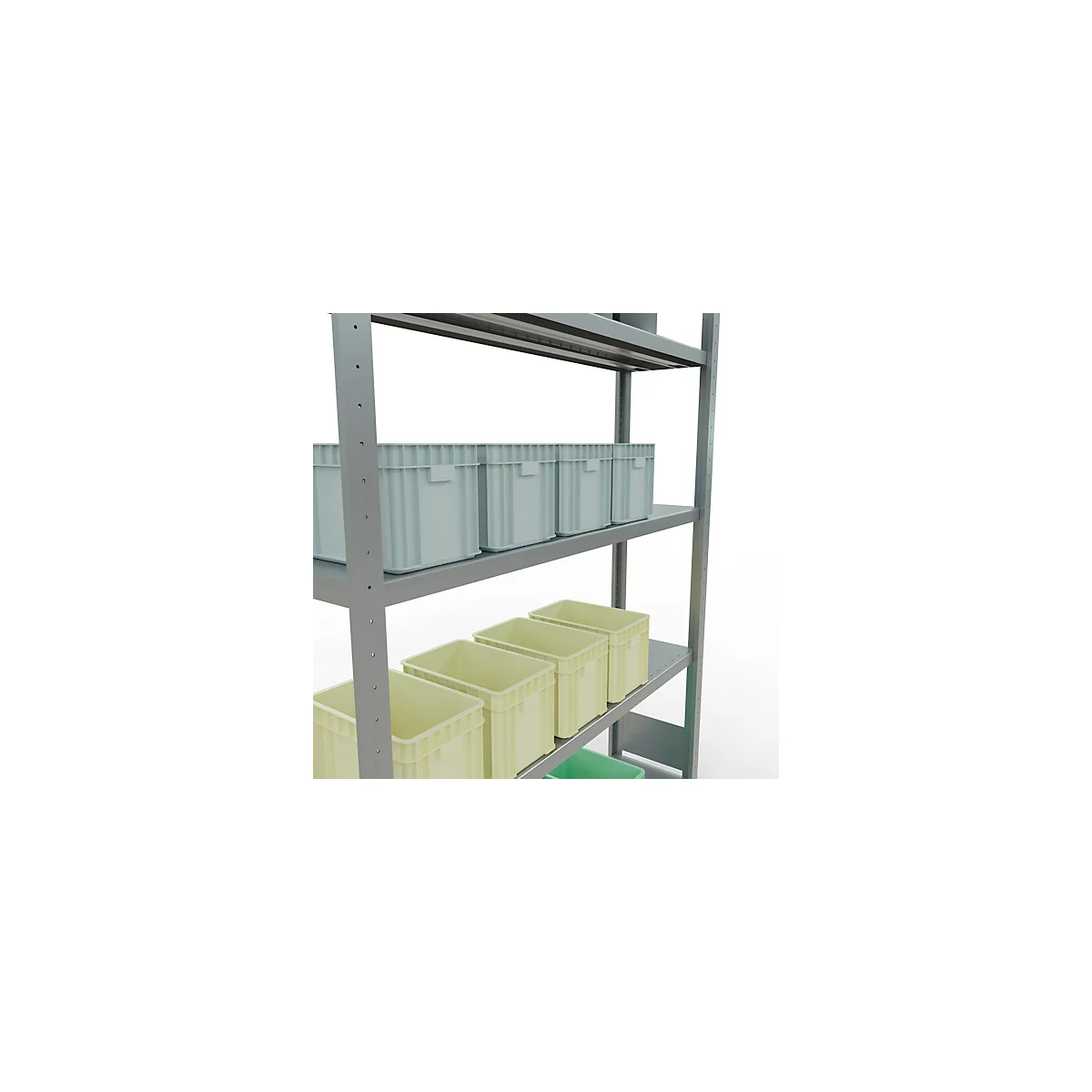 Schulte MULTIplus250 Steckregal, Grundregal, 5 Fachböden, bis 250 kg je Fachboden, werkzeuglos montierbar, B 1300 x T 300 x H 2000, silbergrau