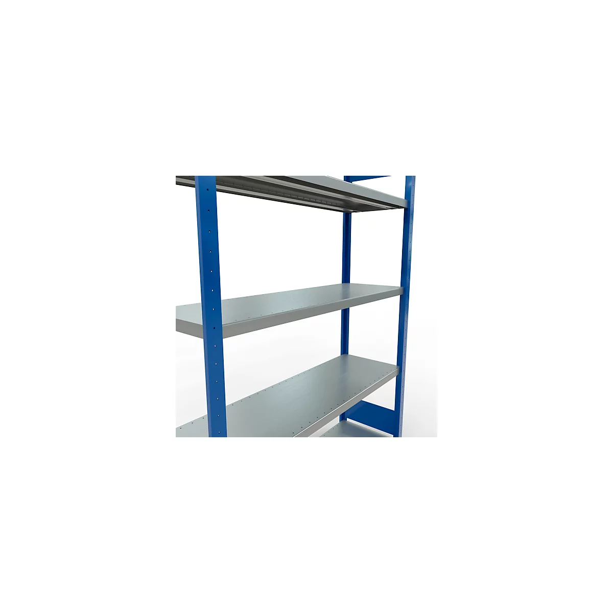 Schulte MULTIplus250 Steckregal, Grundregal, 5 Fachböden, bis 250 kg je Fachboden, werkzeuglos montierbar, B 1300 x T 400 x H 2000, enzianblau/verzinkt