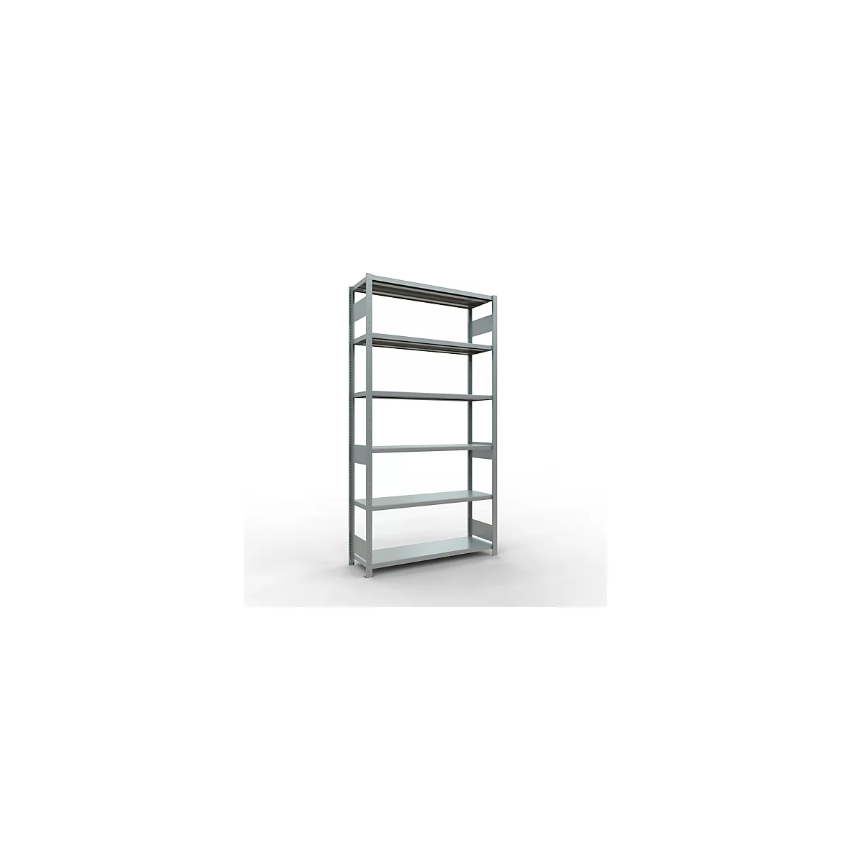 Schulte MULTIplus250 Steckregal, Grundregal, 5 Fachböden, bis 250 kg je Fachboden, werkzeuglos montierbar B 1300 x T 400 x H 2500, silbergrau