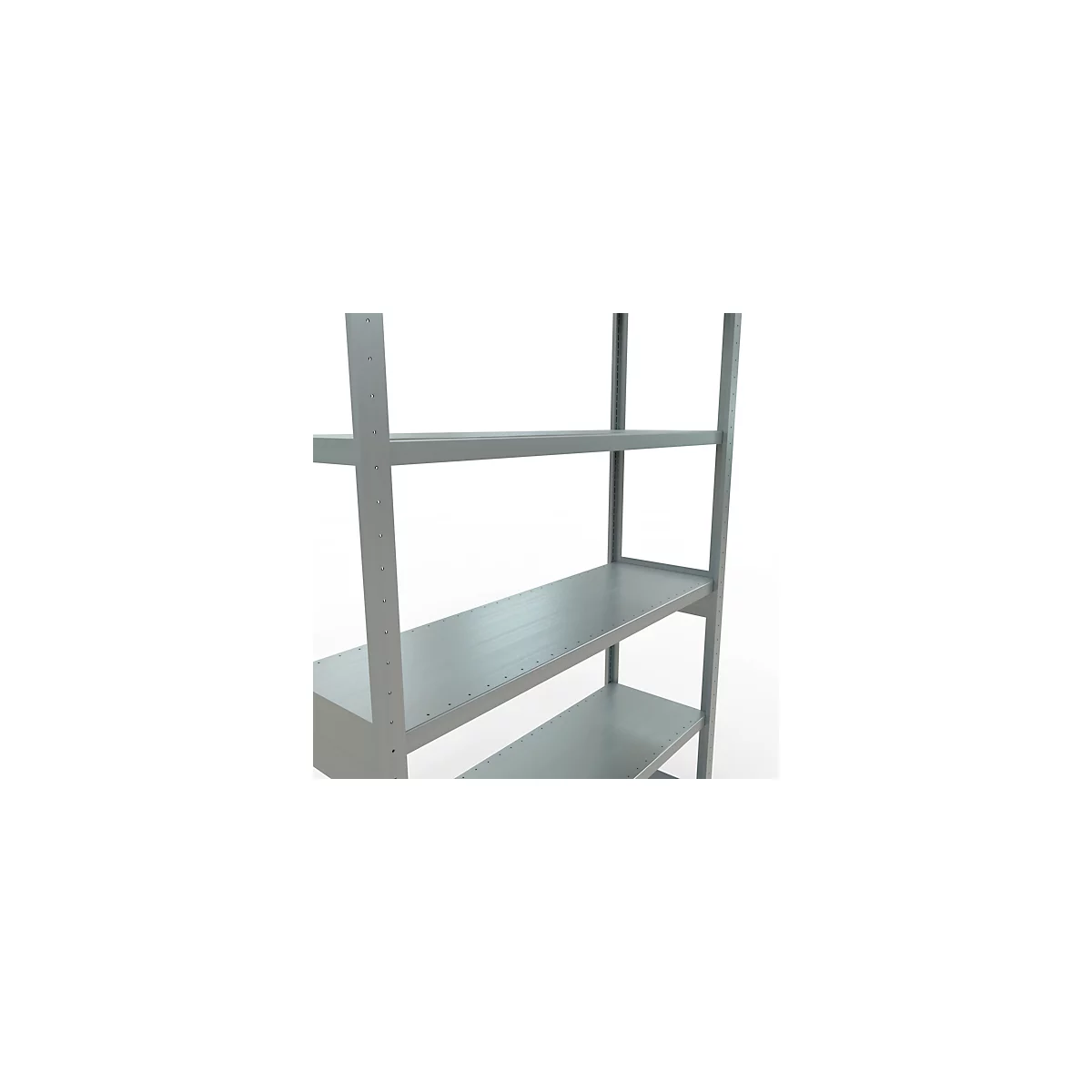 Schulte MULTIplus250 Steckregal, Grundregal, 5 Fachböden, bis 250 kg je Fachboden, werkzeuglos montierbar B 1300 x T 400 x H 2500, silbergrau