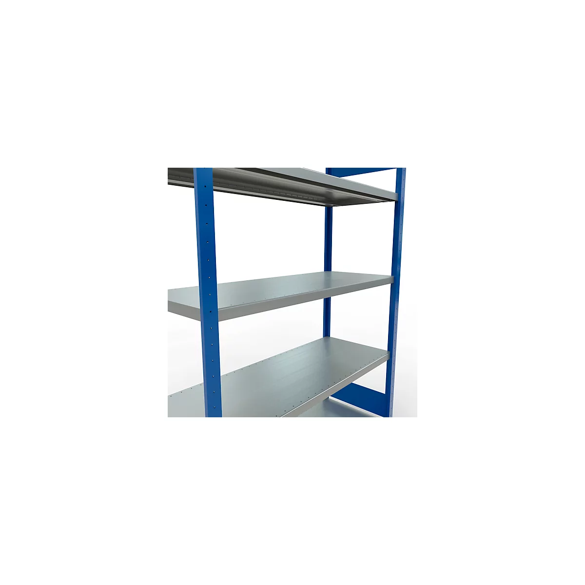 Schulte MULTIplus250 Steckregal, Grundregal, 5 Fachböden, bis 250 kg je Fachboden, werkzeuglos montierbar, B 1300 x T 500 x H 2000, enzianblau/verzinkt