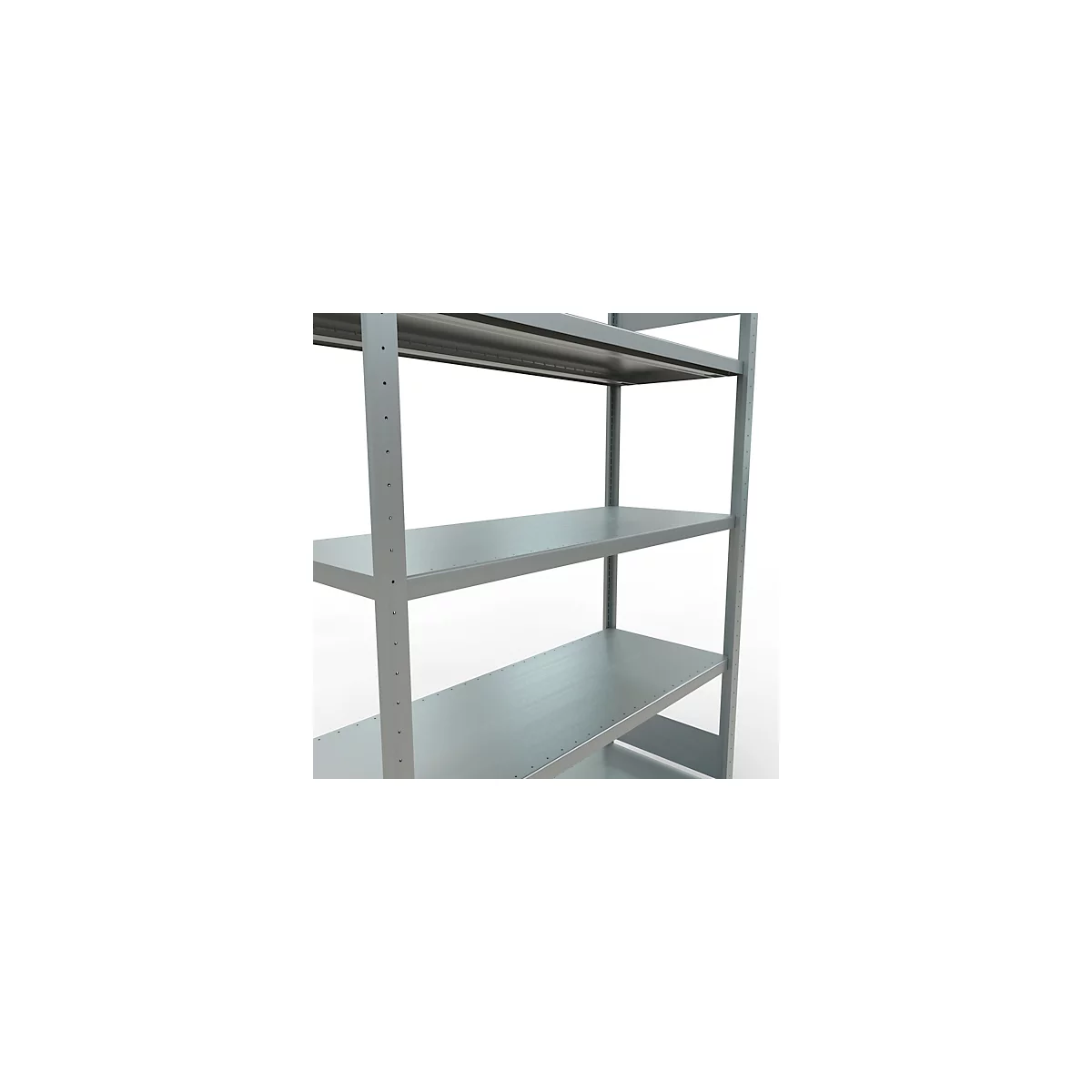 Schulte MULTIplus250 Steckregal, Grundregal, 5 Fachböden, bis 250 kg je Fachboden, werkzeuglos montierbar B 1300 x T 500 x H 2000, silbergrau