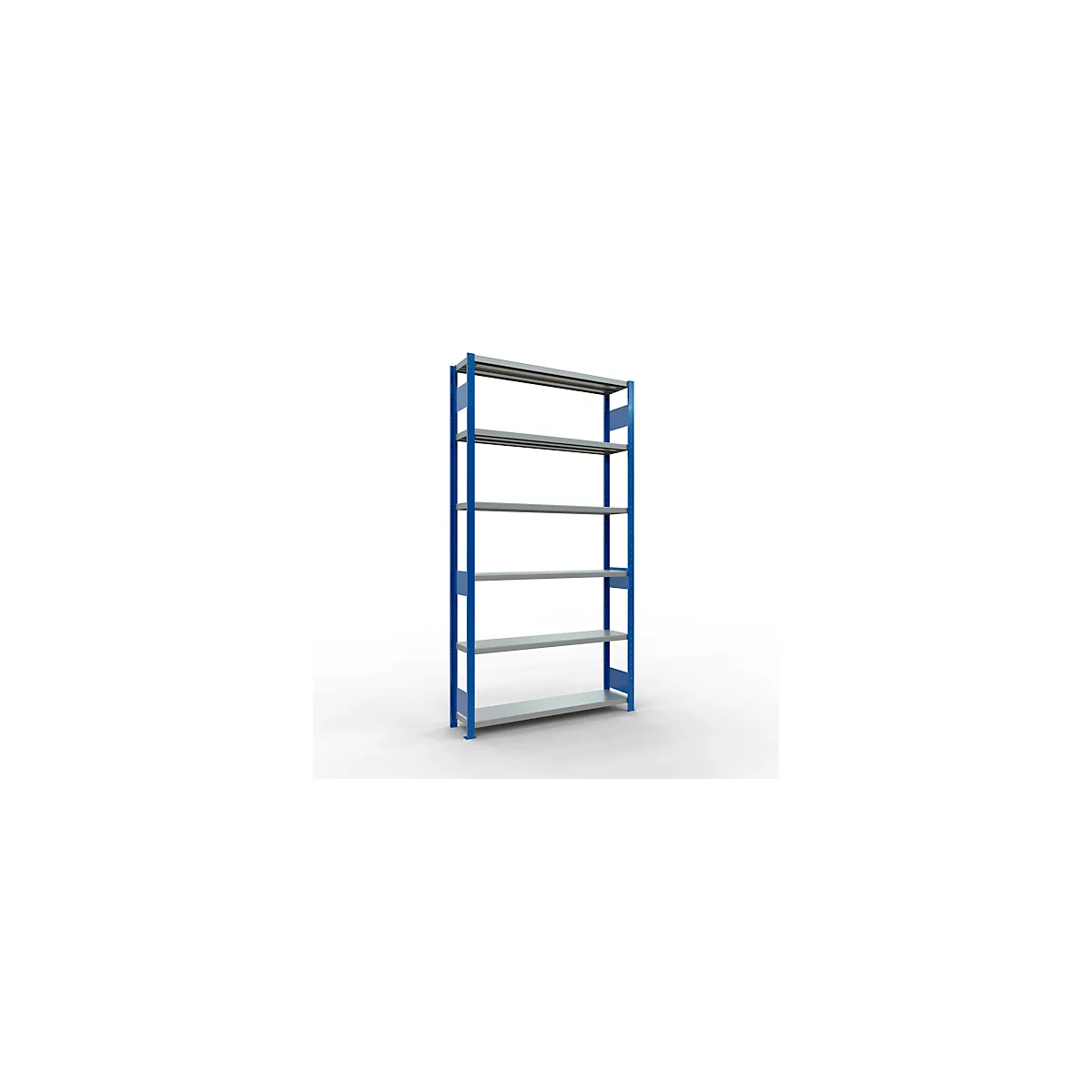Schulte MULTIplus250 Steckregal, Grundregal, 6 Fachböden, bis 250 kg je Fachboden, werkzeuglos montierbar, B 1300 x T 300 x H 2500, enzianblau/verzinkt