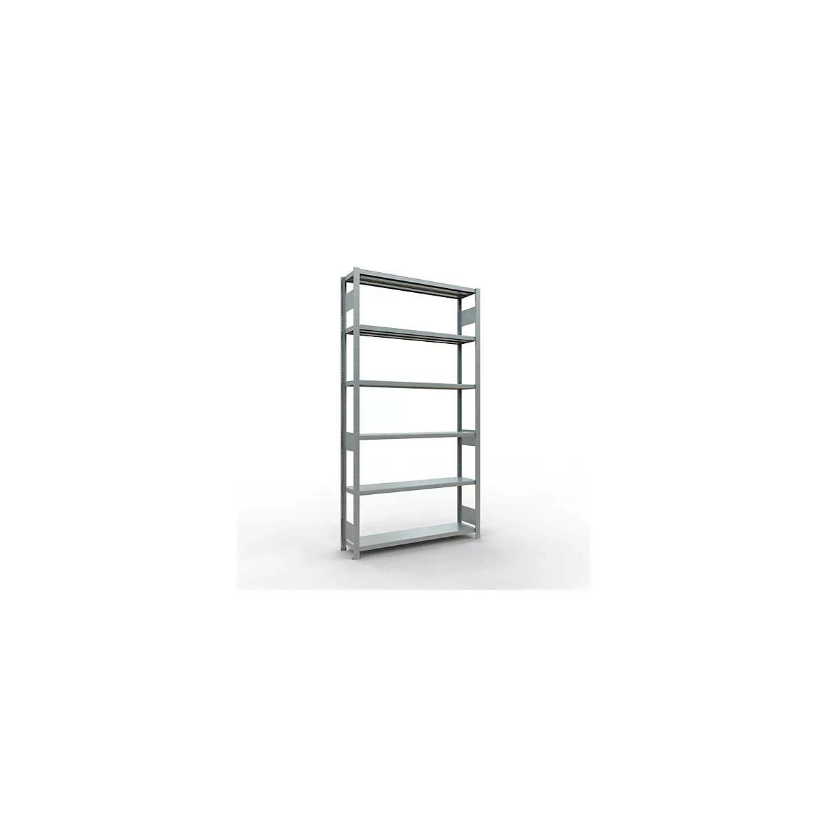 Schulte MULTIplus250 Steckregal, Grundregal, 6 Fachböden, bis 250 kg je Fachboden, werkzeuglos montierbar, B 1300 x T 300 x H 2500, silbergrau