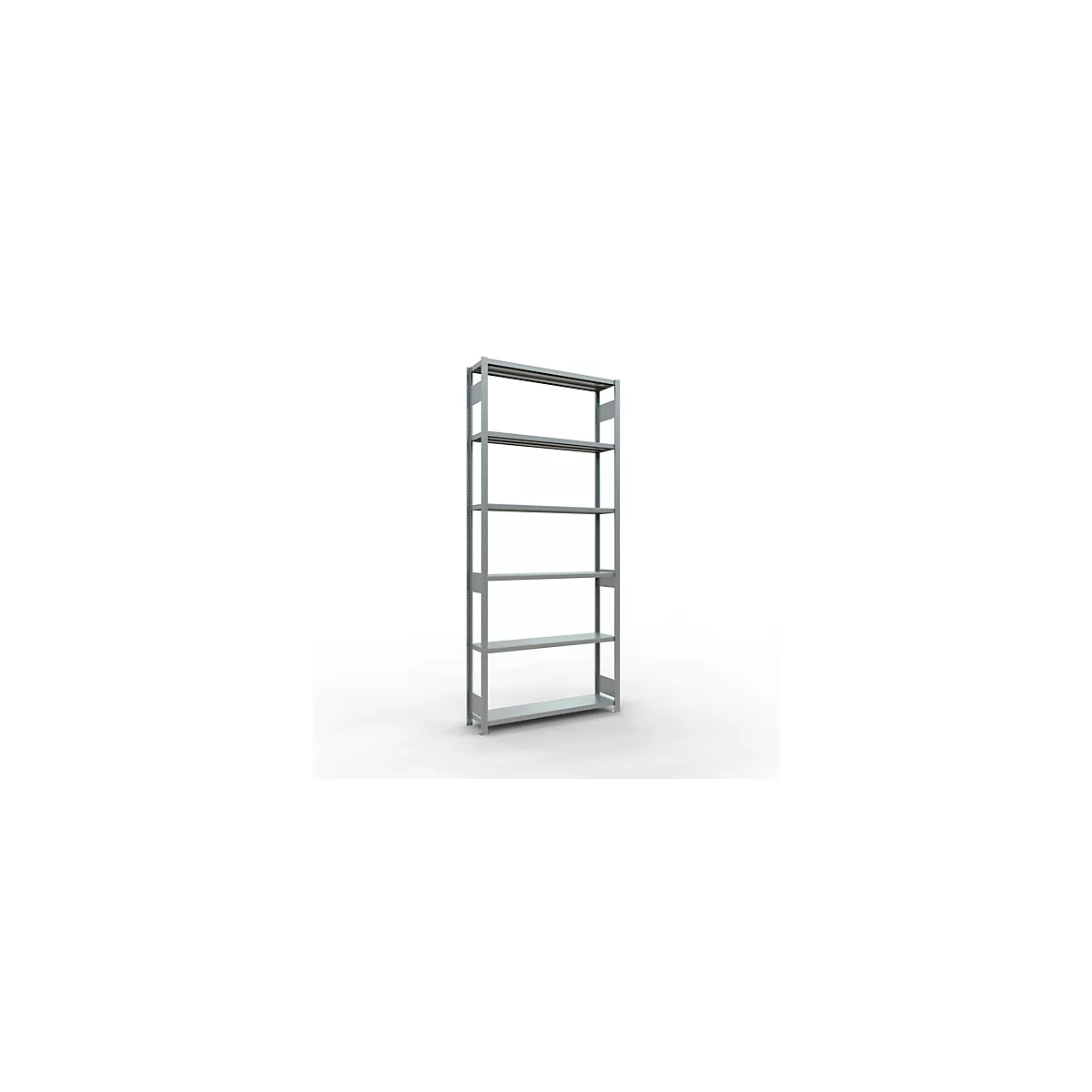 Schulte MULTIplus250 Steckregal, Grundregal, 7 Fachböden, bis 250 kg je Fachboden, werkzeuglos montierbar B 1300 x T 300 x H 3000, silbergrau