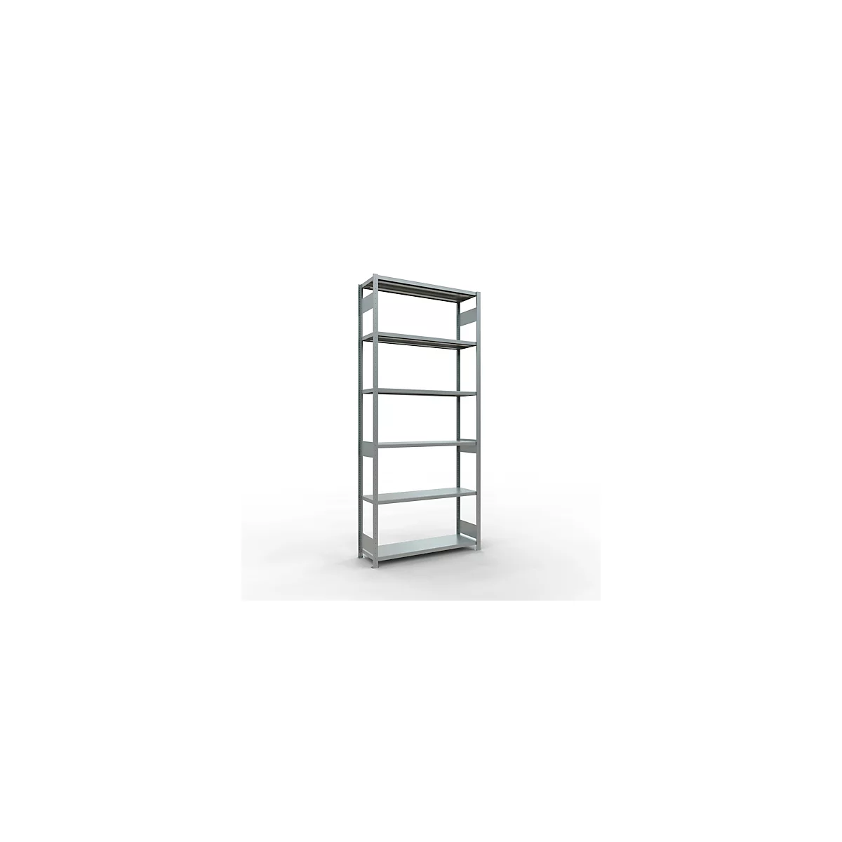Schulte MULTIplus250 Steckregal, Grundregal, 7 Fachböden, bis 250 kg je Fachboden, werkzeuglos montierbar B 1300 x T 400 x H 3000, silbergrau