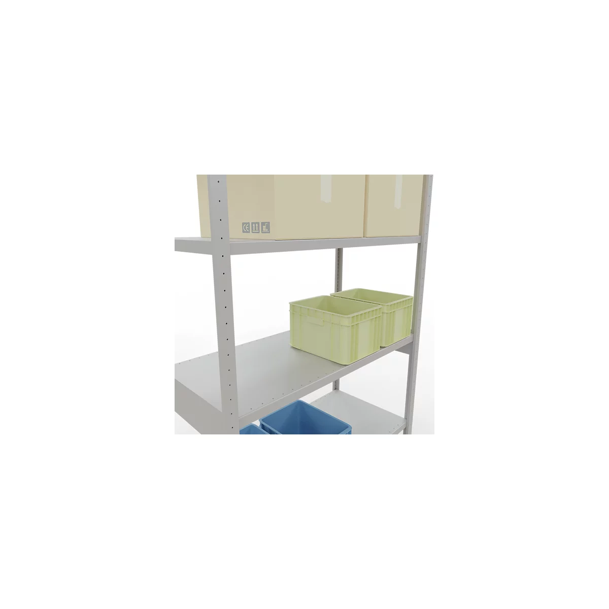 Schulte MULTIplus250 Steckregal, Grundregal, 7 Fachböden, bis 250 kg je Fachboden, werkzeuglos montierbar, B 1300 x T 600 x H 3000, lichtgrau