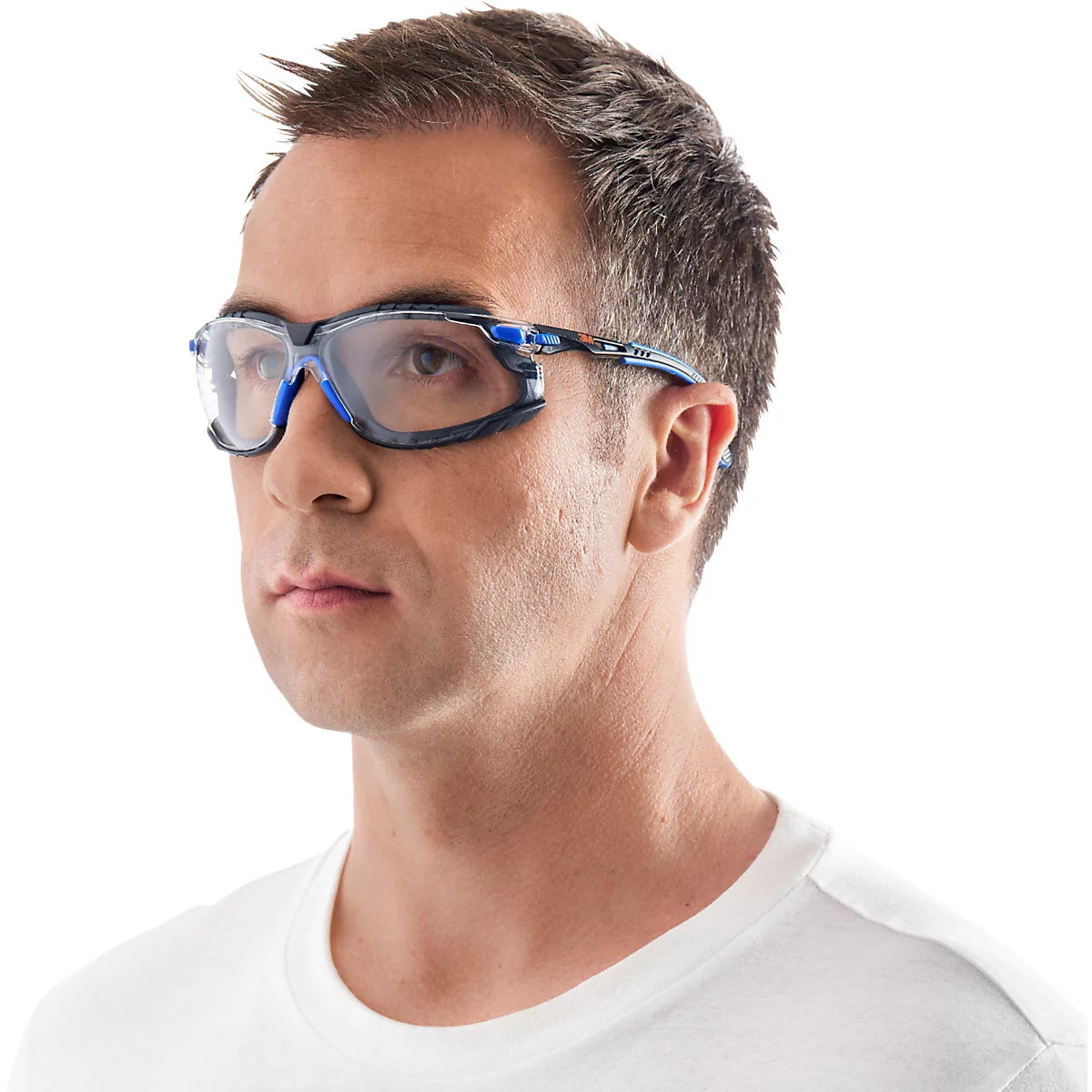 Schutzbrille 3M Solus 1000, EN 166:2001, UVA/UVB/UVC-resistent, abnehmbare Schaumstoffdichtung, beschichtet, Polycarbonatglas, klar