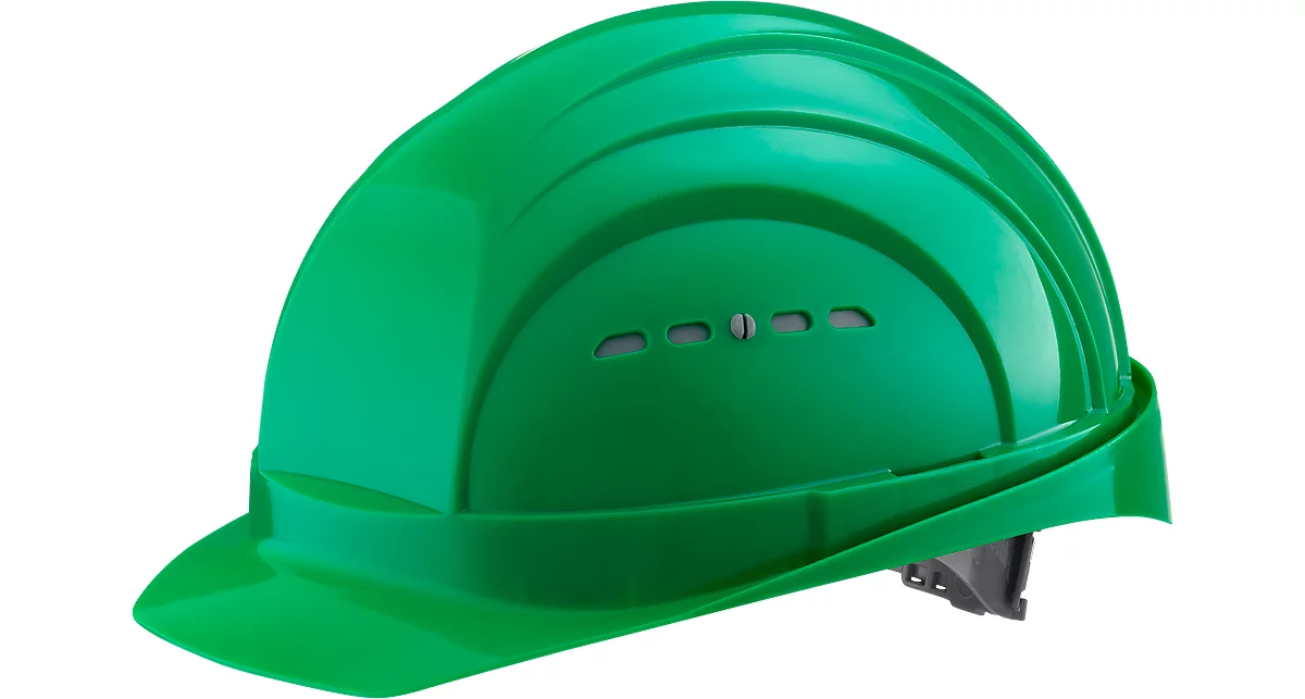 Schutzhelm EuroGuard I/79 4-G, Hochdruck-Polyethylen, DIN EN 397, grün, mit 4-Punkt-Gurtband, Belüftung