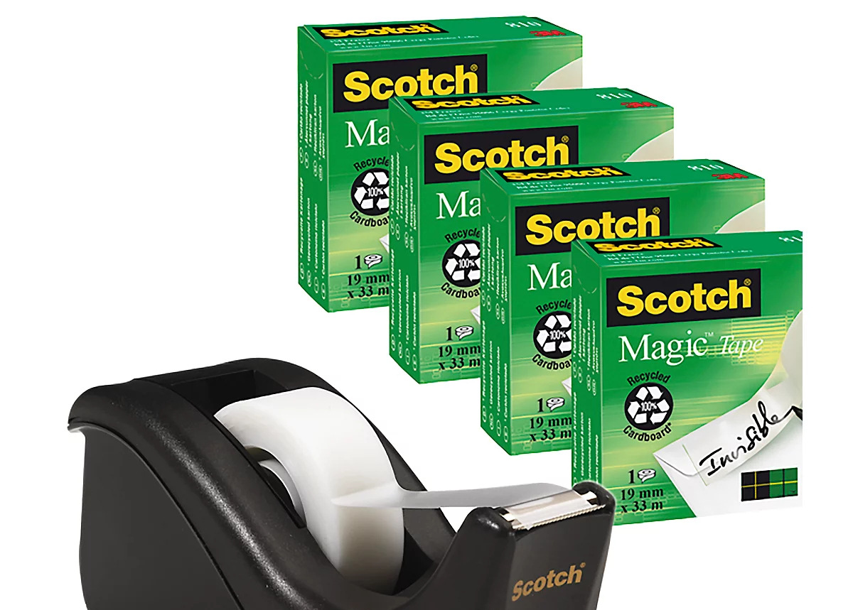 Scotch® Klebebandabroller Promotion C60-BK4, für Rollen L 38 m x B 19 mm, inkl. 4 Rollen Scotch® Magic ™ Klebeband