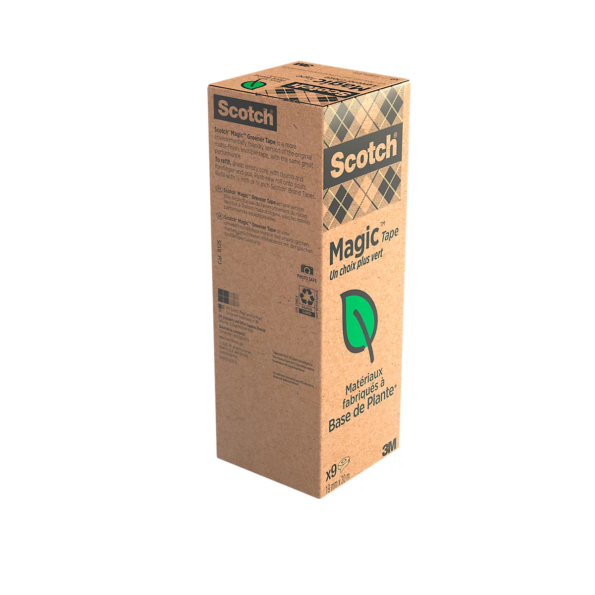 Scotch® Magic™ kleefband, universeel, met de hand scheurbaar, compatibel met Scotch® tafeldispensers, 66 % plantaardige kleefstof, L 30 m x B 19 mm, 9 rollen