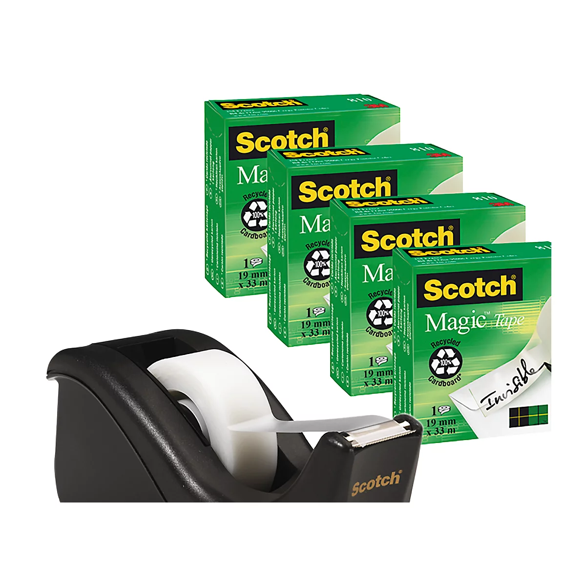Scotch® Tischabroller Promotion C60-BK4, für Rollen L 38 m x B 19 mm, inkl. 4 Rollen Scotch® Magic™ Klebeband