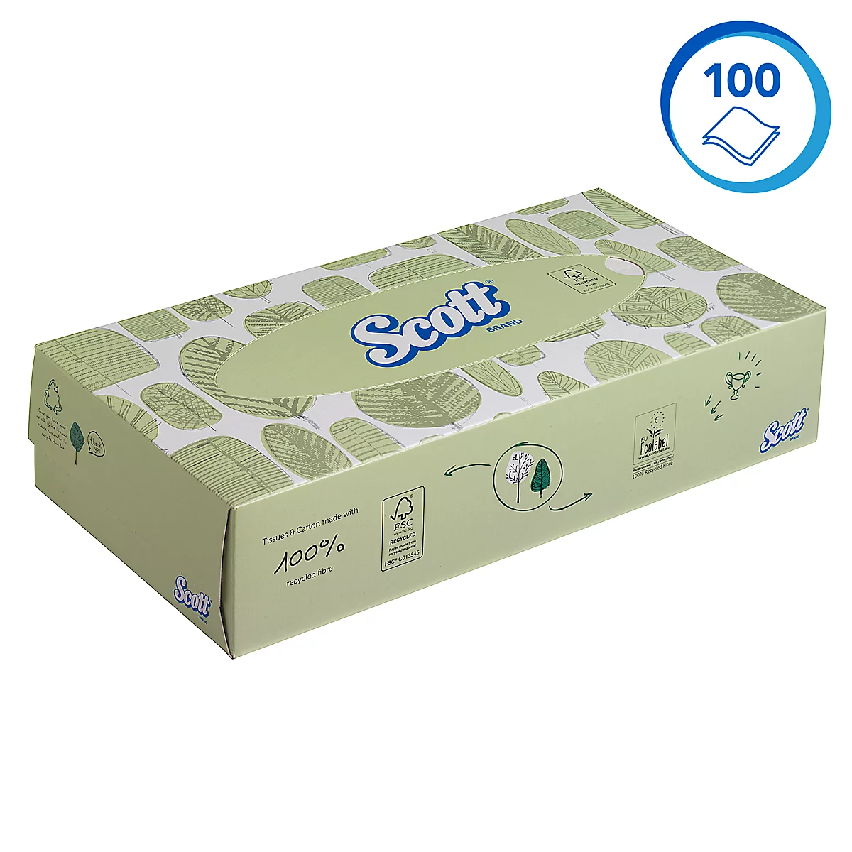 Scott® cosmetic tissues 8837, 2-laags, 1 doos met 100 tissues, tissueformaat ca. L 215 x B 186 mm, FSC®-papier, wit