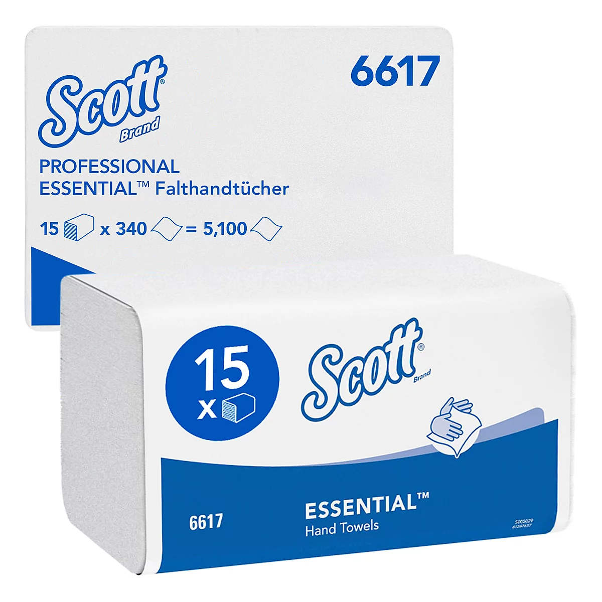 Scott® Interfold Paper Towels Essential 6617, 1-laags, 15 pakken á 340 handdoeken, wit