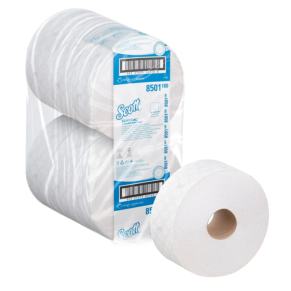 Scott® Jumbo Toilettenpapierrolle Essential 8501, 2-lagig, 6 Rollen á 1053 Blatt, weiss