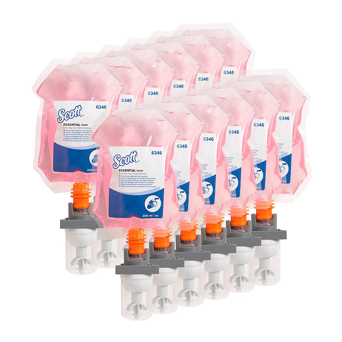 Scott® Mousse nettoyante pour les mains Essential 6346, 500 doses/200 ml, 12 sachets de 0,2 litre, rose