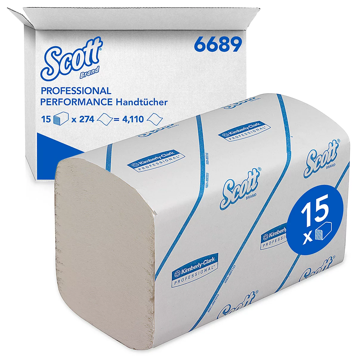 Scott® Papierhandtücher Performance 6689, Größe S, 1-lagig, 15 Packungen á 274 Tücher, weiß