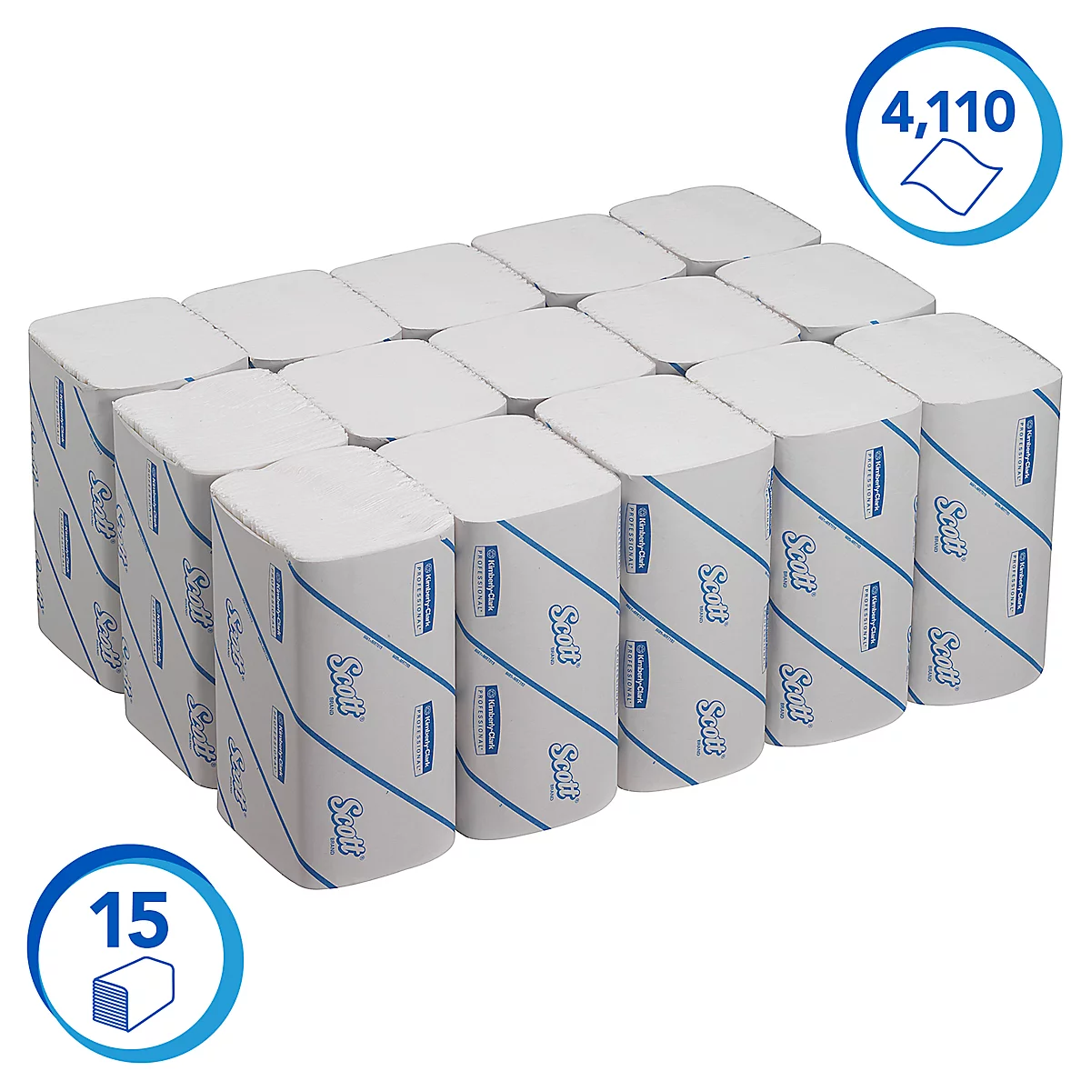 Scott® Papierhandtücher Performance 6689, Größe S, 1-lagig, 15 Packungen á 274 Tücher, weiß