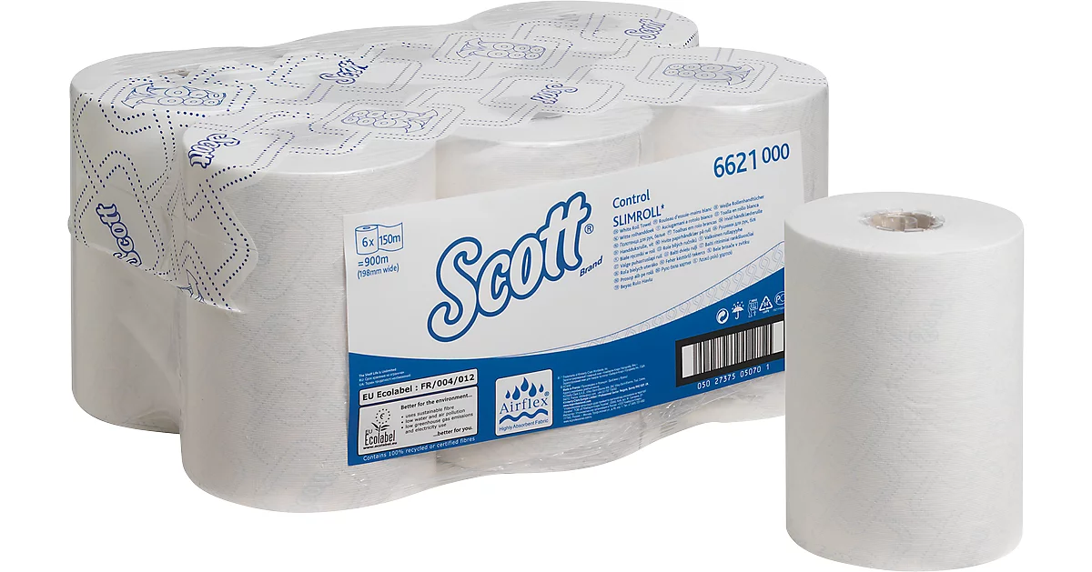 Scott® Rollenhandtücher Control Slimroll 6623, 1-lagig, Länge 165 m, 6 Stück, weiß