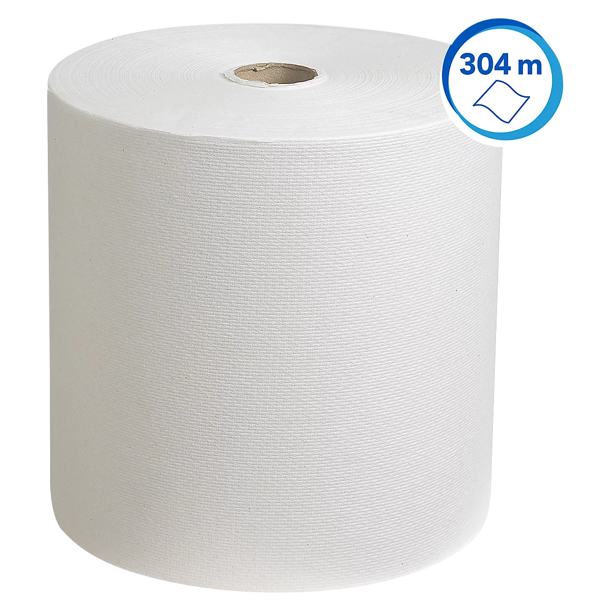 Grosse Rolle weisses Papier. Rechts oben: blaue Markierung mit "304 m".