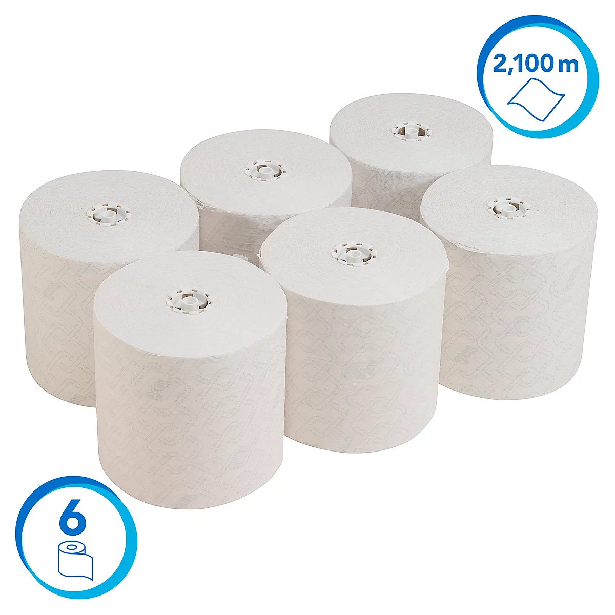 Scott® Rollenpapiertücher Essential 6691, 1-lagig, 6 Rollen á 350 m, insgesamt 2100 m, weiß
