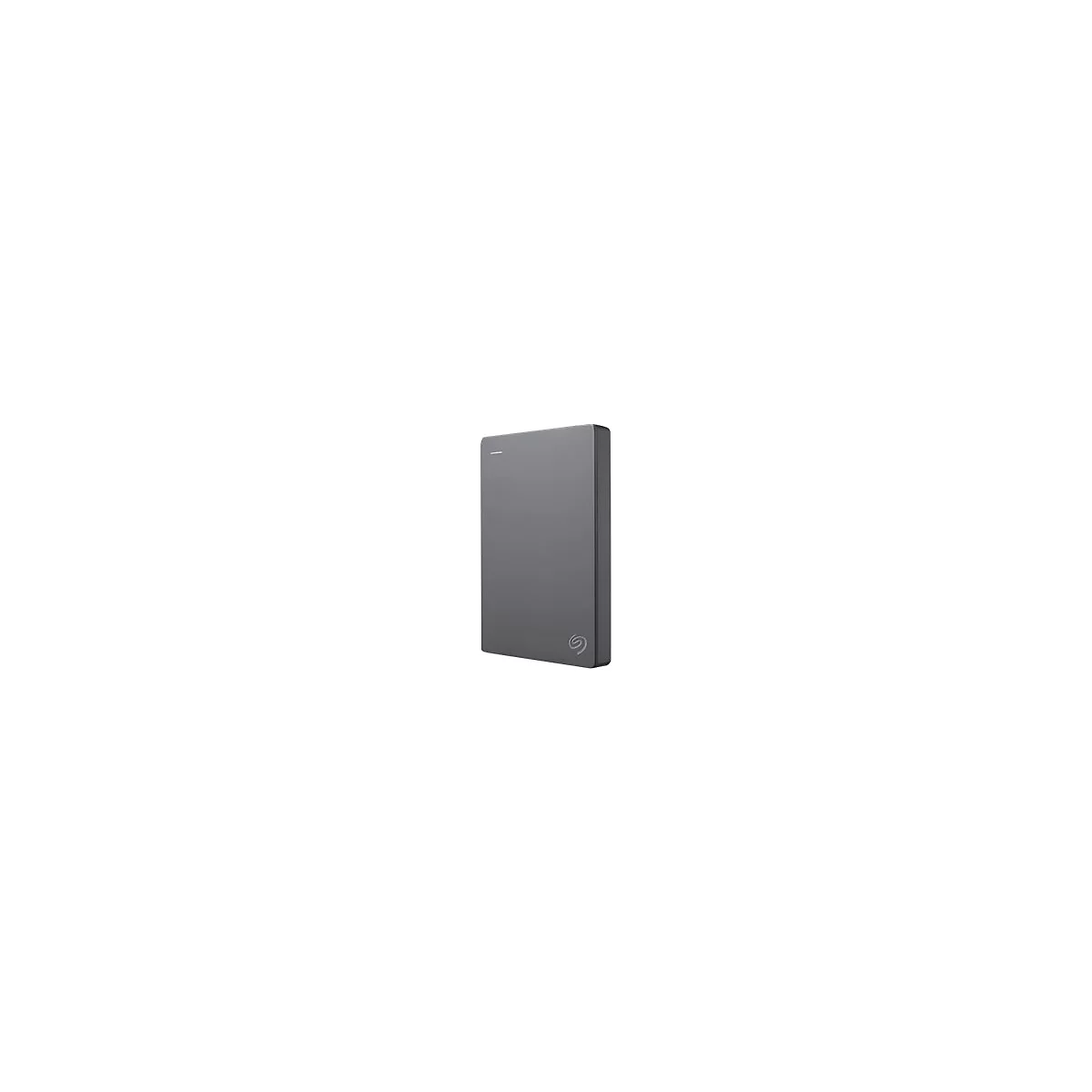 Disque dur externe gris foncé avec logo Seagate et indicateur LED. Le fond est blanc.