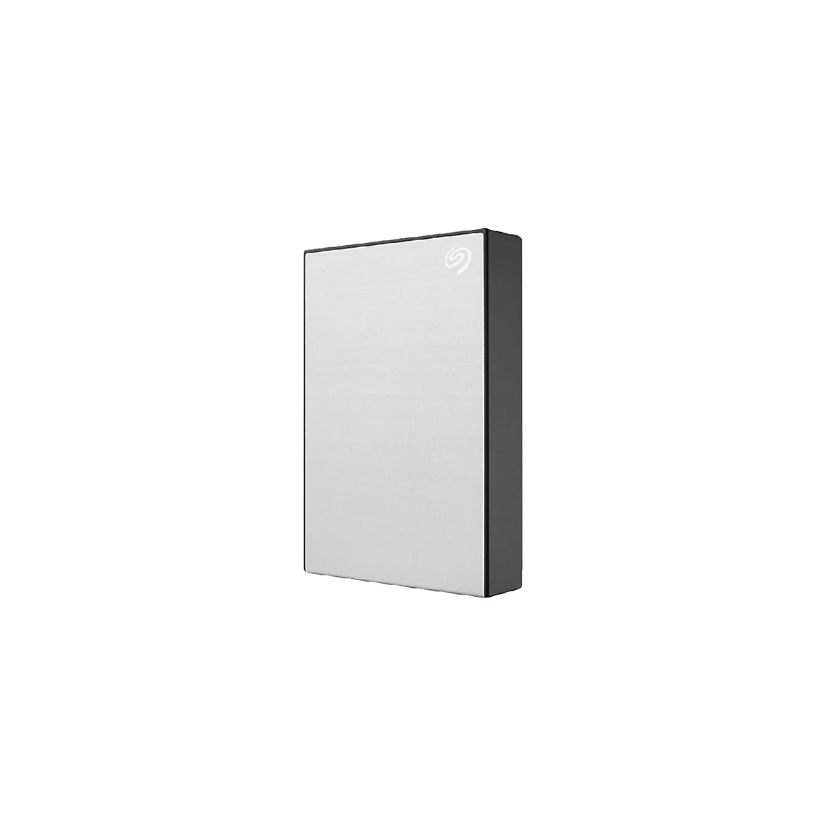 Disque dur externe en gris et noir ; logo Seagate.