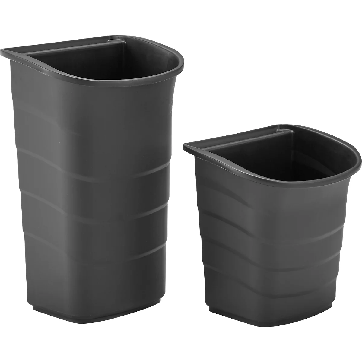 Deux bacs muraux gris, celui de gauche est plus grand.