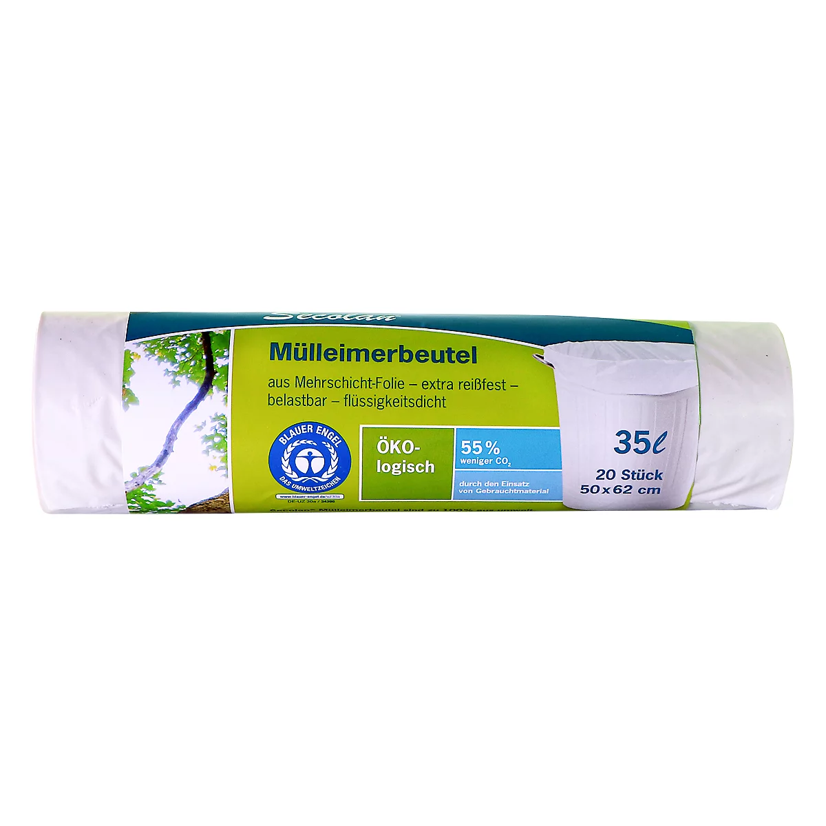 Secolan® vuilnisemmerzakken - recycling-polyetheen - 35 L - wit - 20 stuks