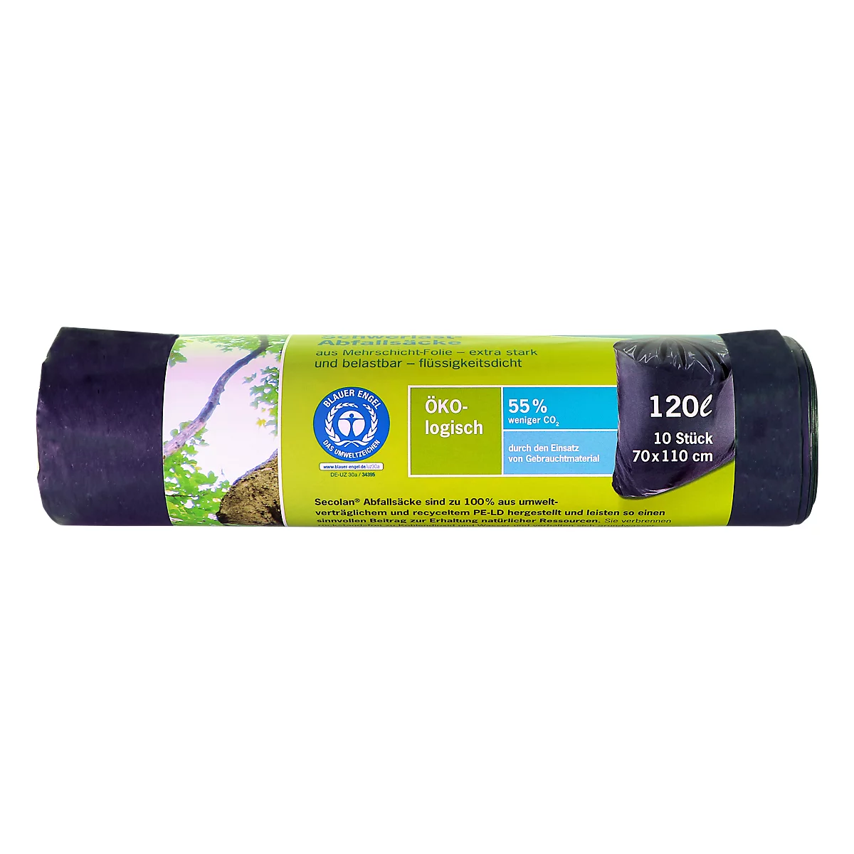 Secolan® zwaar belastbare afvalzakken COEX, 120 l, grijs, 10 stuks