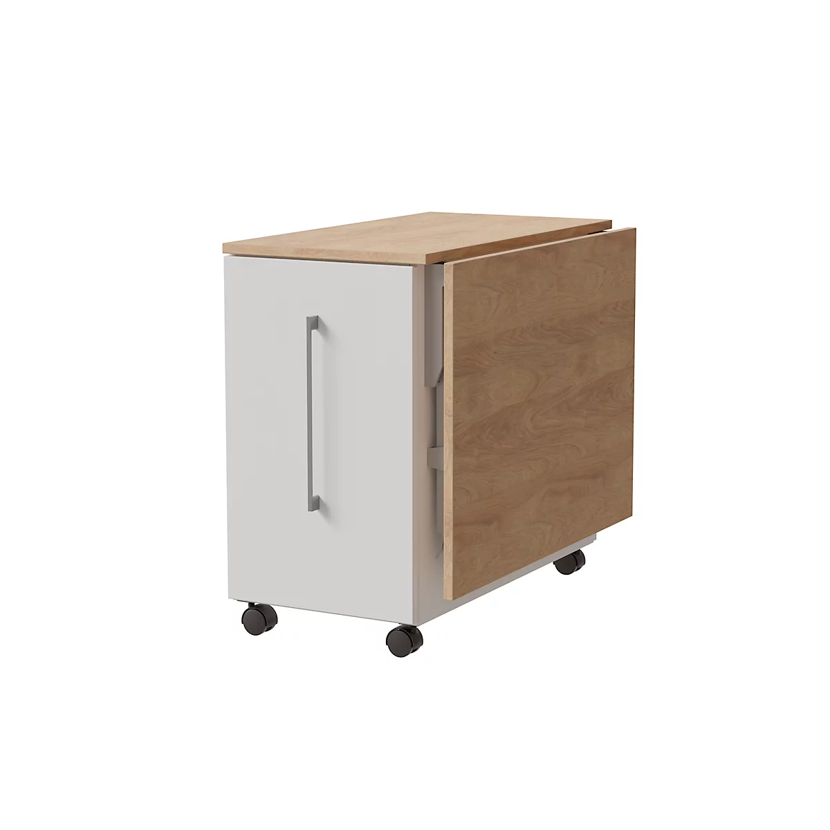 Secrétaire de bureau à domicile, plateau L 1200 x H 600 mm, sorties de câbles/rail système/compartiment pliable, L 1200 x P 380 x H 1320 mm, bois, chêne maçonné